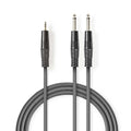 Nedis Stereoljudkabel | 2x 6.35 mm Hane | 3.5 mm Hane | Nickelplaterad | 1.50 m | Rund | Mörkgrå | Kartonghylsa