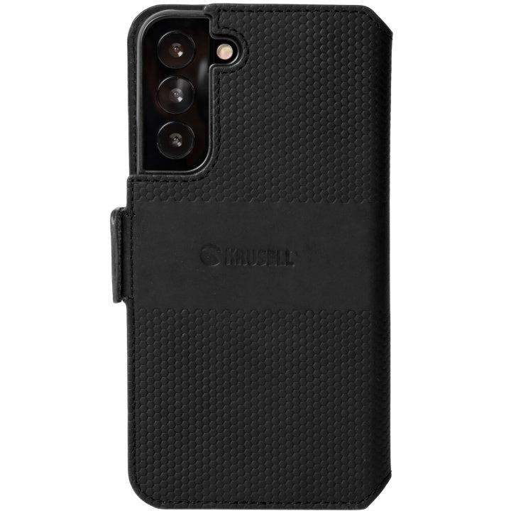 krusell Leather Phone Wallet Galaxy S22+ Svart