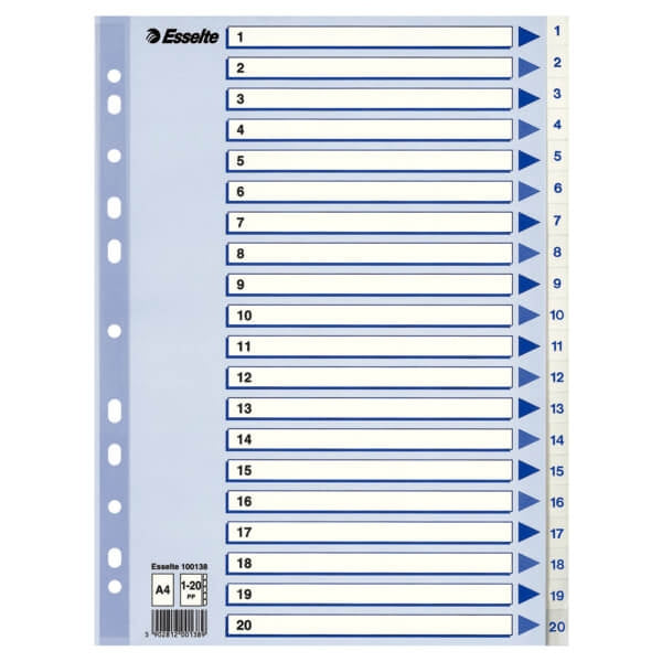 ESSELTE Register Non-Stop A4/1-20 Vit