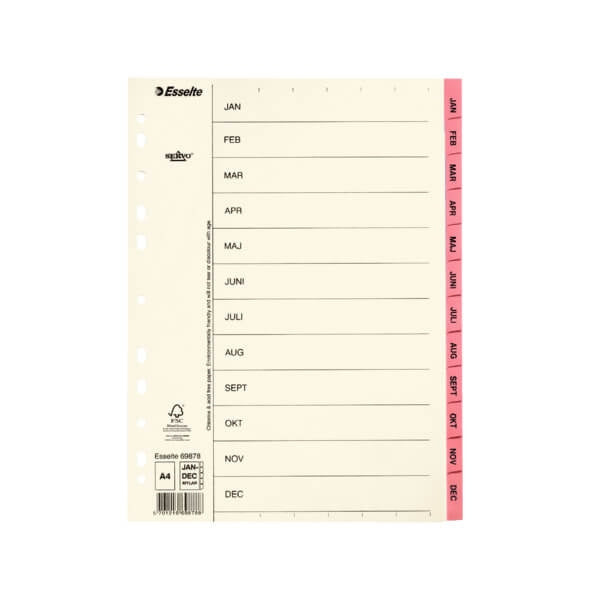ESSELTE Register Servo A4/Jan-Dec Rosa
