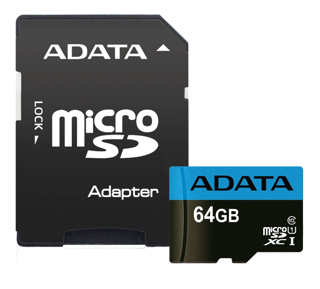 adata 64GB MicroSDXC card w/ SD Adapter, UHS-I, Class 10, A1, blue