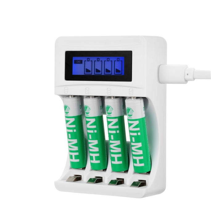 DELTACO Ultimate Ni-Mh USB laddare med 4 x AAA batterier