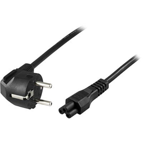 Deltaco Device cable, angled CEE 7/7 - straight IEC C5, 0.2m, black