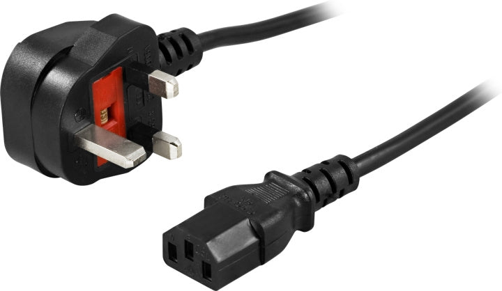 Deltaco Appliance cable, UK,angled BS 1363>straight IEC 60320 C13,2m