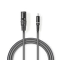 Nedis Obalanserad ljudkabel | XLR 3-stifts hane | RCA Hane | Nickelplaterad | 1.50 m | Rund | PVC | Mörkgrå | Kartonghylsa