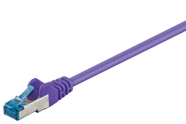 Goobay Patchkabel CAT 6A, S/FTP (PiMF), violett, 15 m opparledare (CU), halogenfri kabelhölje (LSZH)