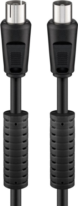 Goobay Antennkabel med ferrit (80 dB), dubbelskärmad koaxial-plugg > koaxial-plugg (helt skärmad), 3.5 m