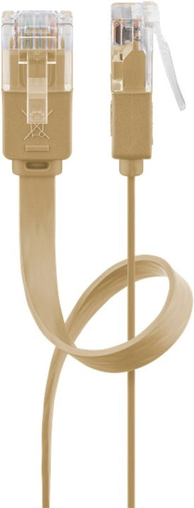 Goobay CAT 6 platt patchkabel, U/UTP, ljusbrun kopparledare (CU), 15 m