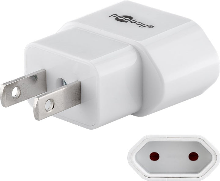 Goobay Nätadapter US/Japan, vit europlug (typ C, CEE 7/16) > amerikansk/japansk kontakt (typ A, NEMA 1-15, 2-polig)