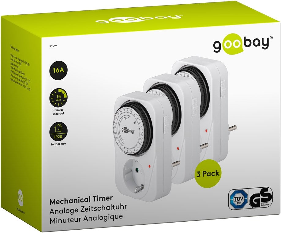 Goobay Set med 3, analog timer Lätt att använda en analog timer