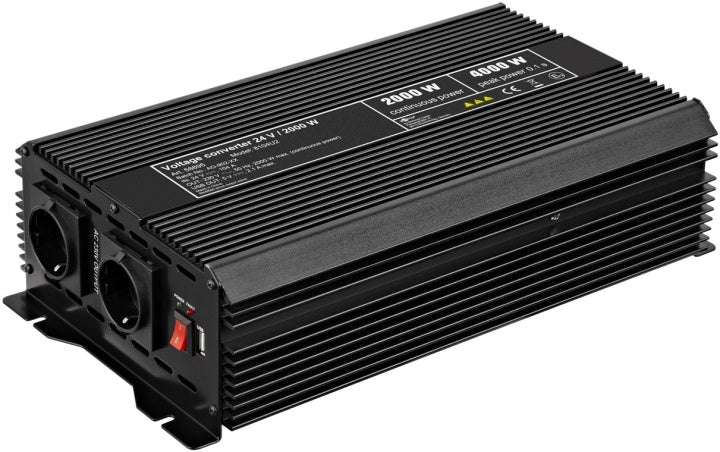 Goobay Spänningsomvandlare DC/AC (24 V - 230 V/2000 W) USB omvandlar 24 V DC till 230 V AC