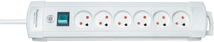 Brennenstuhl 6 way Extension Socket, Earthed, 3m, White