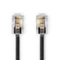 Nedis Telekomkabel | RJ10 Hane | RJ10 Hane | 5.00 m | Kabelns utformning: Lindad | Kabeltyp: RJ10 | Svart | Kuvert
