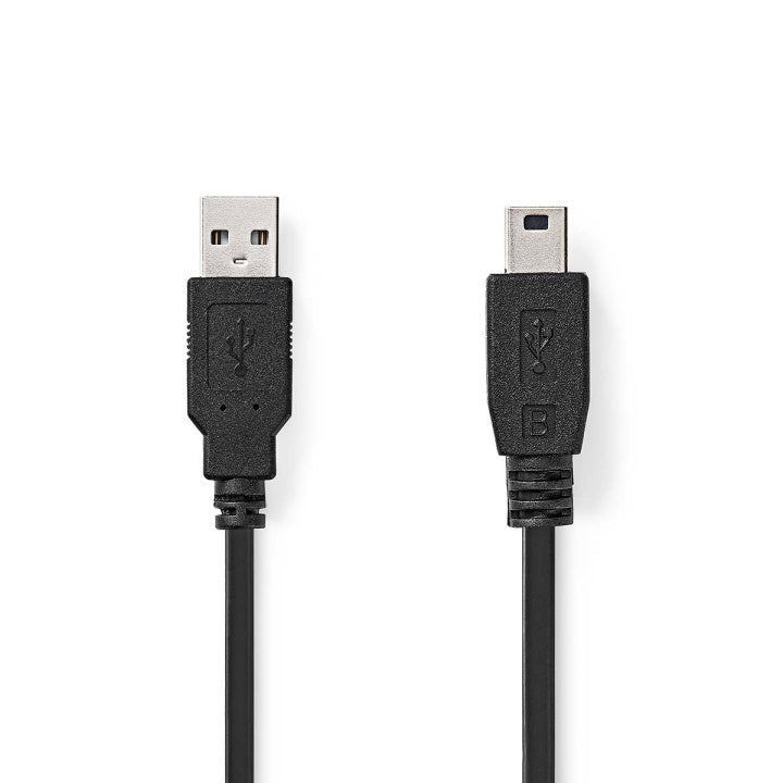Nedis USB-kabel | USB 2.0 | USB-A Hane | USB Mini-B 5 pin Hane | 480 Mbps | Nickelplaterad | 2.00 m | Rund | PVC | Svart | Låda