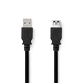 Nedis USB-kabel | USB 3.2 Gen 1 | USB-A Hane | USB-A Hona | 18 W | 5 Gbps | Nickelplaterad | 1.00 m | Rund | PVC | Svart | Label