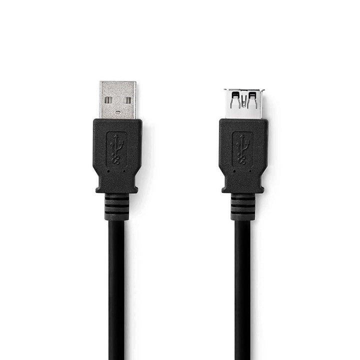 Nedis USB-kabel | USB 3.2 Gen 1 | USB-A Hane | USB-A Hona | 18 W | 5 Gbps | Nickelplaterad | 1.00 m | Rund | PVC | Svart | Label