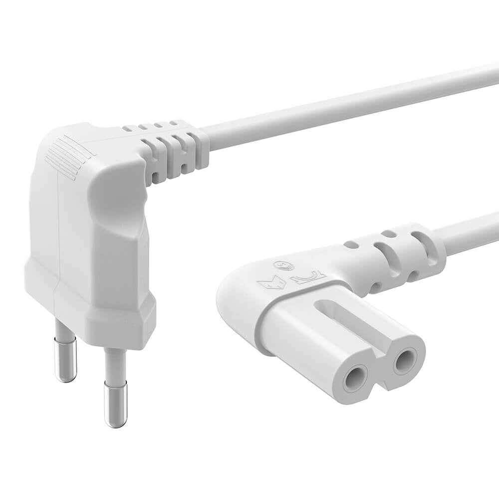 Hama Strömkabel Eurokontakt Vinklad Vit 5,0m