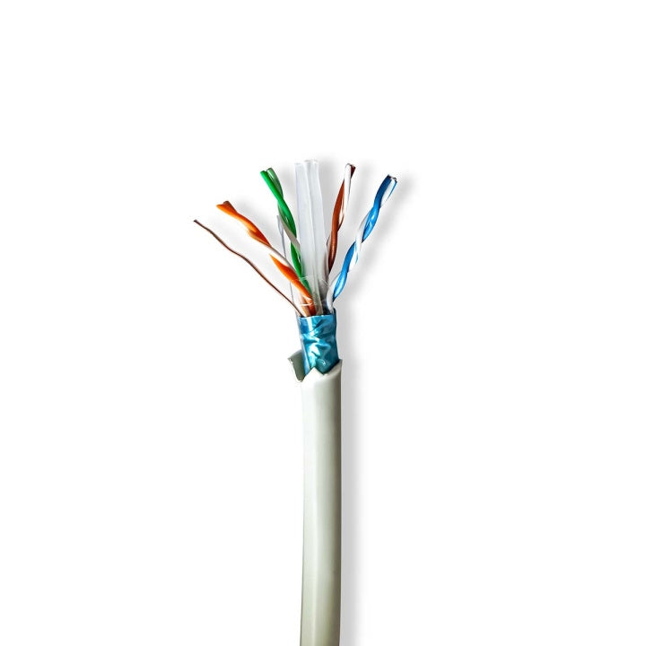 Nedis CAT6 nätverkskabel rulle | Stranded | F/UTP | Bar koppar | 50.0 m | Inomhus | Rund | LSZH | Grå | Dragkorg