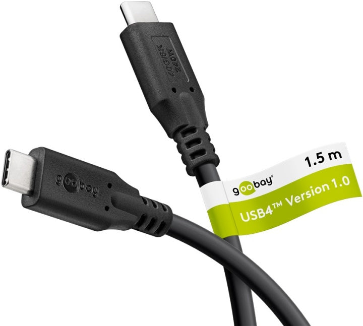 Goobay USB-C™-kabel, USB4™, 240 W, 40 Gbit/s, Power Delivery, 1,5 m USB-C™-kontakt > USB-C™-kontakt