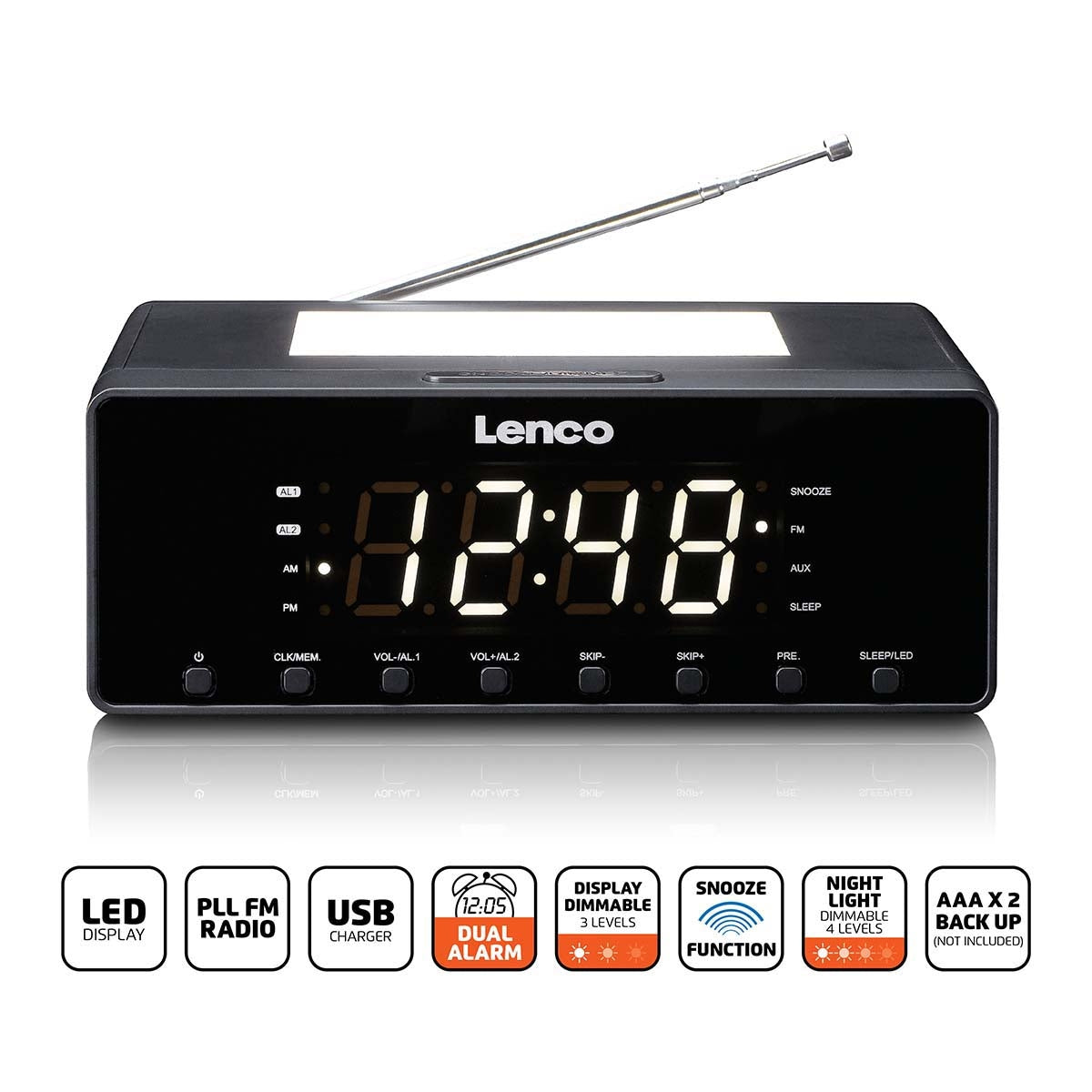 Lenco Klockradio med nattlampa