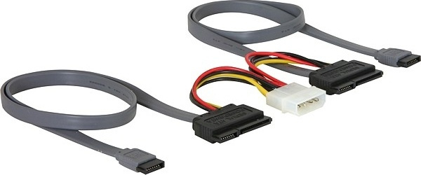 DeLOCK SATA-kabel för 2xSATA-hårddiskar + Molex 4-pin ström, 50 cm (84239) i gruppen DATORER & KRINGUTRUSTNING / Datorkablar / Interna / Strömkablar & Adaptrar hos TP E-commerce Nordic AB (38-16184)