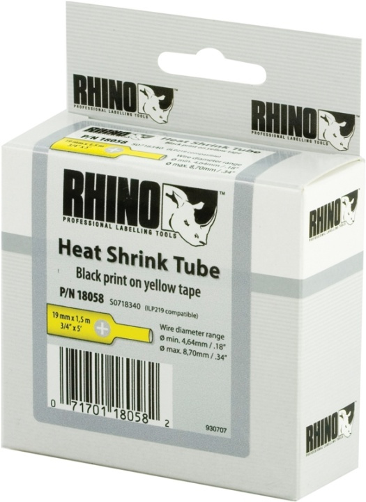 DYMO RhinoPRO märkbar krympslang 19mm, svart på gult, 1.5m rulle (18058) i gruppen DATORER & KRINGUTRUSTNING / Skrivare & Tillbehör / Skrivare / Märkmaskiner & Tillbehör / Tejp hos TP E-commerce Nordic AB (38-18646)