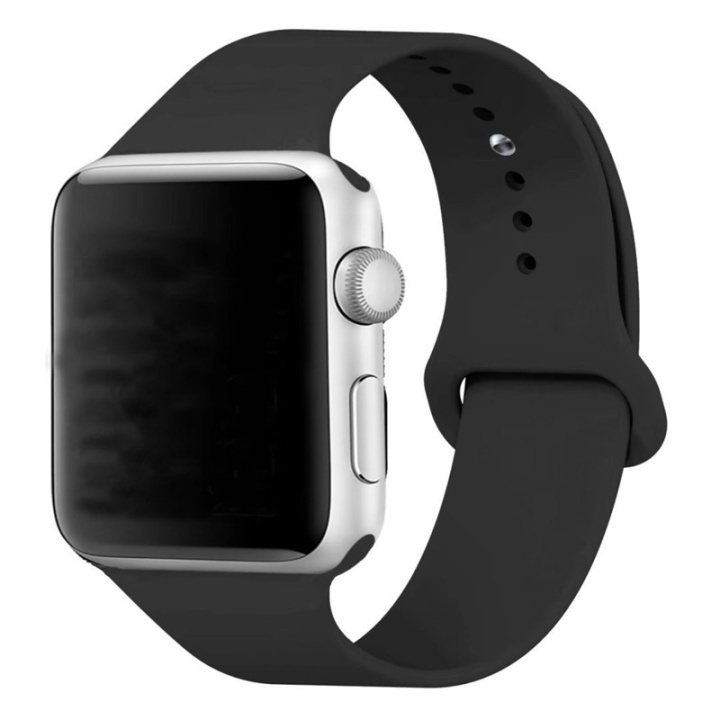 Silikon Klockarmband kompatibelt med Apple Watch, 42mm, Svart i gruppen SMARTPHONE & SURFPLATTOR / Träning, hem & fritid / Apple Watch & tillbehör / Tillbehör hos TP E-commerce Nordic AB (38-29505)