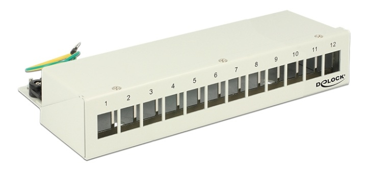 DeLOCK patchpanel, 12 portar, för keystone kontaktdon, skärmad, grå i gruppen DATORER & KRINGUTRUSTNING / Nätverk / Switchar hos TP E-commerce Nordic AB (38-52947)