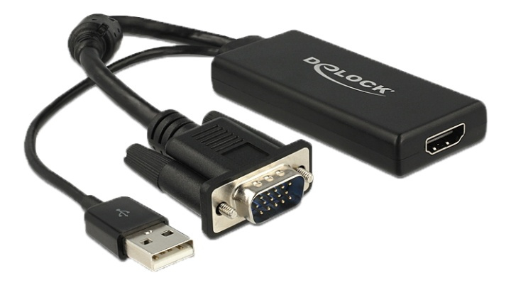 Delock VGA to HDMI Adapter with Audio black i gruppen DATORER & KRINGUTRUSTNING / Datorkablar / VGA / Adaptrar hos TP E-commerce Nordic AB (38-61533)