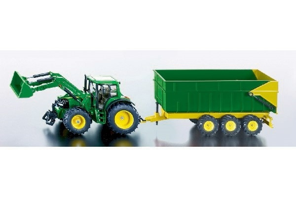 John Deere med Frontlastare och Släp, Grön i gruppen LEKSAKER, BARN- & BABYPRODUKTER / Leksaker / Leksaksbilar & andra fordon hos TP E-commerce Nordic AB (A09981)