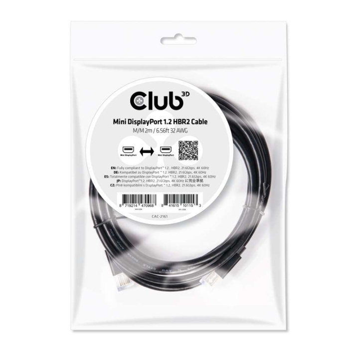 CLUB3D Mini DisplayPort 1.2 HBR2 Cable M/M 2m/6.56ft 4K60Hz i gruppen DATORER & KRINGUTRUSTNING / Datorkablar / DisplayPort / Kablar hos TP E-commerce Nordic AB (A14572)