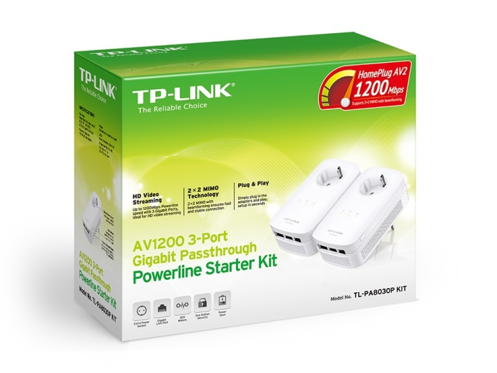 TP-LINK TL-PA8030PKIT 1200 Mbit/s Nätverksansluten (Ethernet) Vit 2 styck i gruppen DATORER & KRINGUTRUSTNING / Nätverk / Homeplug/Powerline hos TP E-commerce Nordic AB (A15348)