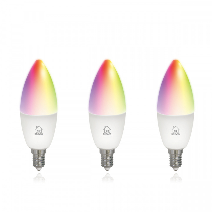 Deltaco SH-LE14RGB-3P Smart Bulbs E14, 5W, 2700K-6500K, 3-pack i gruppen HEM, HUSHÅLL & TRÄDGÅRD / Smarta hem / Smart belysning hos TP E-commerce Nordic AB (A22601)