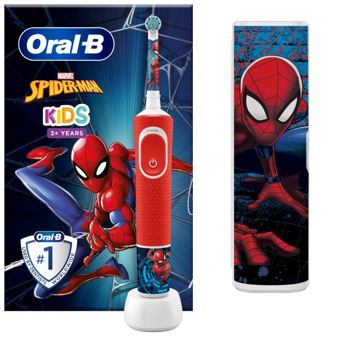 Oral-B Eltandborste Spider Man + reseförpackning i gruppen SKÖNHET & HÄLSA / Munvård / Eltandborstar hos TP E-commerce Nordic AB (A22662)