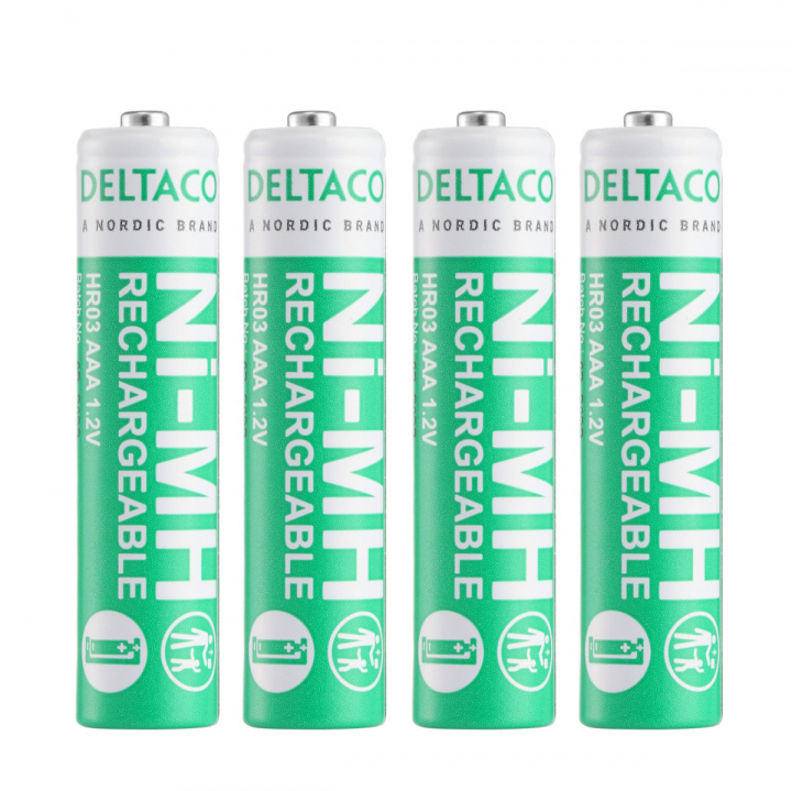 DELTACO Ultimate Ni-Mh uppladdningsbar, LR03/AAA storlek, 750mAh, 4-pack(SG) i gruppen HEMELEKTRONIK / Batterier & Laddare / Laddningsbara batterier / AAA hos TP E-commerce Nordic AB (A22871)