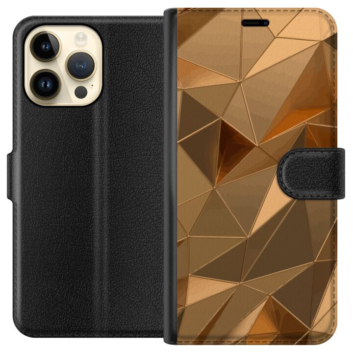 Plånboksfodral till Apple iPhone 15 Pro Max med 3D Guld motiv i gruppen SMARTPHONE & SURFPLATTOR / Mobilskydd / Apple / iPhone 15 hos TP E-commerce Nordic AB (A50996)