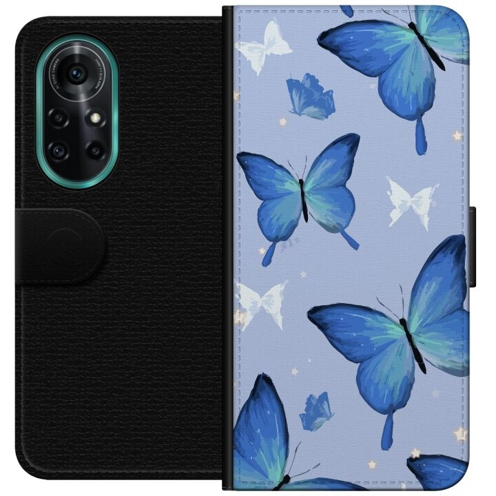 Plånboksfodral till Huawei nova 8 Pro med Blå fjärillar motiv i gruppen SMARTPHONE & SURFPLATTOR / Mobilskydd / Huawei/Honor hos TP E-commerce Nordic AB (A52959)