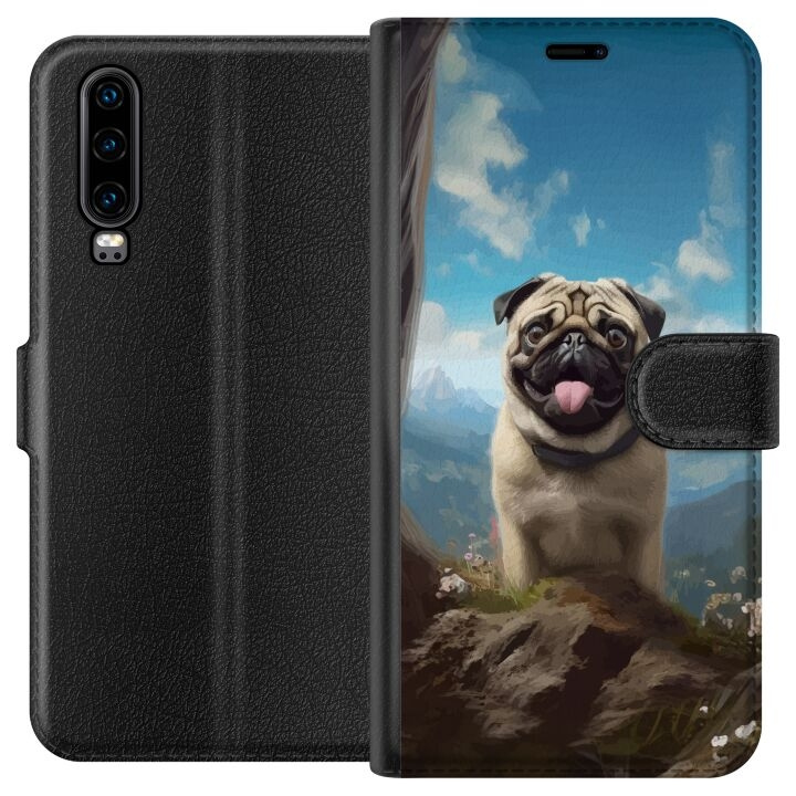 Plånboksfodral till Huawei P30 med Glad Hund motiv i gruppen SMARTPHONE & SURFPLATTOR / Mobilskydd / Huawei/Honor hos TP E-commerce Nordic AB (A53177)