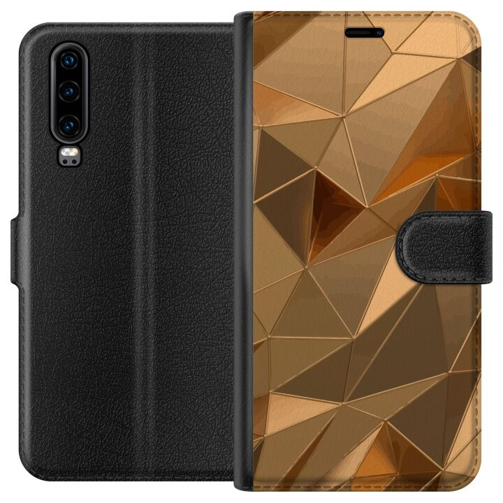 Plånboksfodral till Huawei P30 med 3D Guld motiv i gruppen SMARTPHONE & SURFPLATTOR / Mobilskydd / Huawei/Honor hos TP E-commerce Nordic AB (A53183)