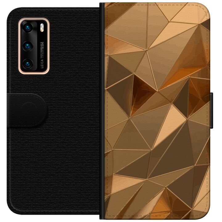 Plånboksfodral till Huawei P40 med 3D Guld motiv i gruppen SMARTPHONE & SURFPLATTOR / Mobilskydd / Huawei/Honor hos TP E-commerce Nordic AB (A53345)