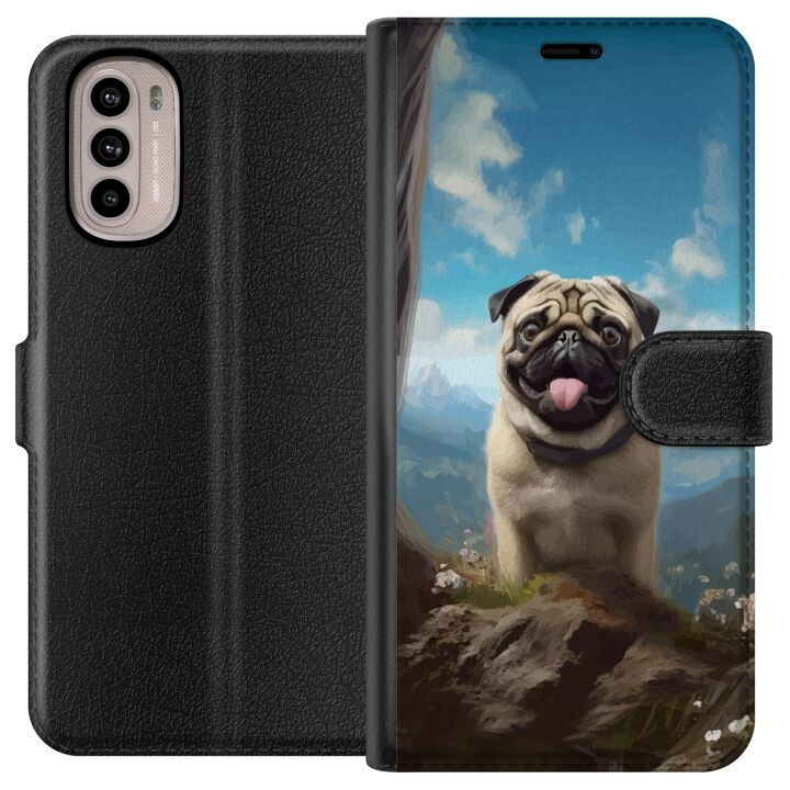 Plånboksfodral till Motorola Moto G41 med Glad Hund motiv i gruppen SMARTPHONE & SURFPLATTOR / Mobilskydd / Motorola hos TP E-commerce Nordic AB (A54980)