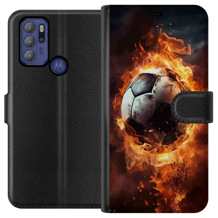 Plånboksfodral till Motorola Moto G60S med Fotboll motiv i gruppen SMARTPHONE & SURFPLATTOR / Mobilskydd / Motorola hos TP E-commerce Nordic AB (A55199)