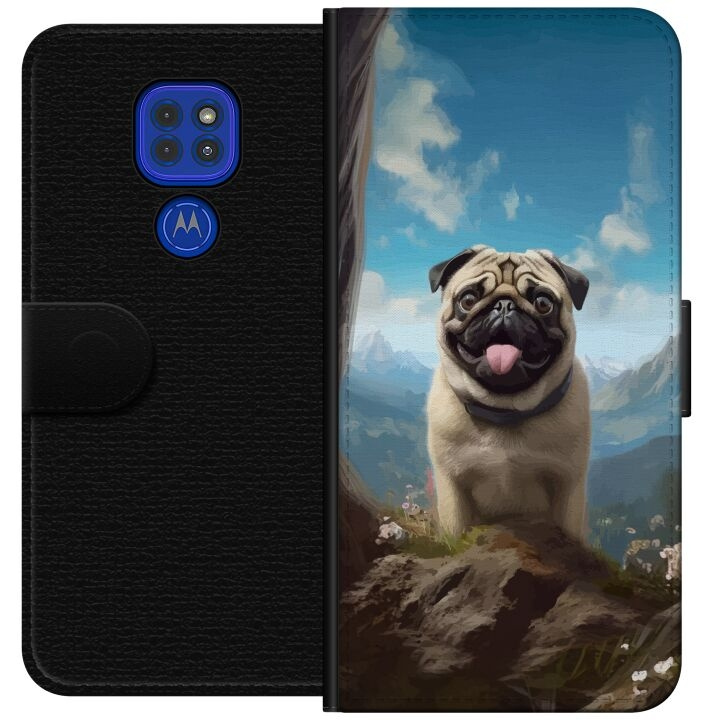 Plånboksfodral till Motorola Moto G9 Play med Glad Hund motiv i gruppen SMARTPHONE & SURFPLATTOR / Mobilskydd / Motorola hos TP E-commerce Nordic AB (A55601)