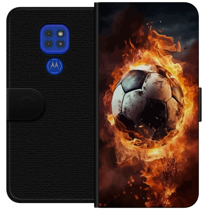 Plånboksfodral till Motorola Moto G9 Play med Fotboll motiv i gruppen SMARTPHONE & SURFPLATTOR / Mobilskydd / Motorola hos TP E-commerce Nordic AB (A55604)