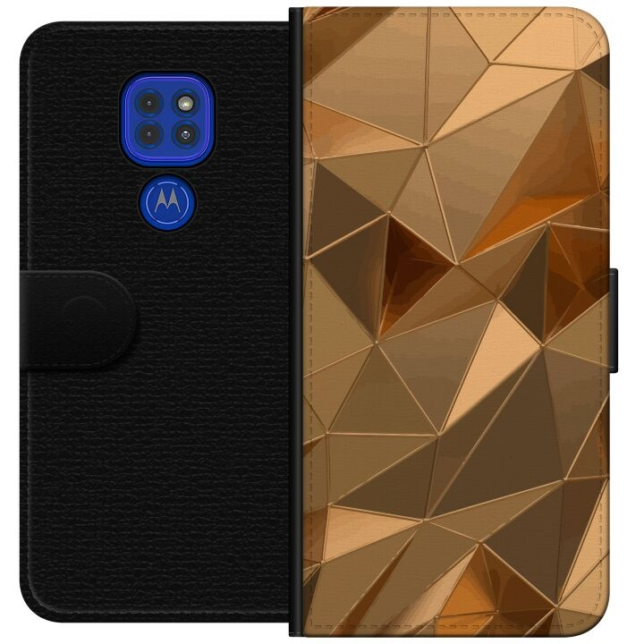 Plånboksfodral till Motorola Moto G9 Play med 3D Guld motiv i gruppen SMARTPHONE & SURFPLATTOR / Mobilskydd / Motorola hos TP E-commerce Nordic AB (A55607)