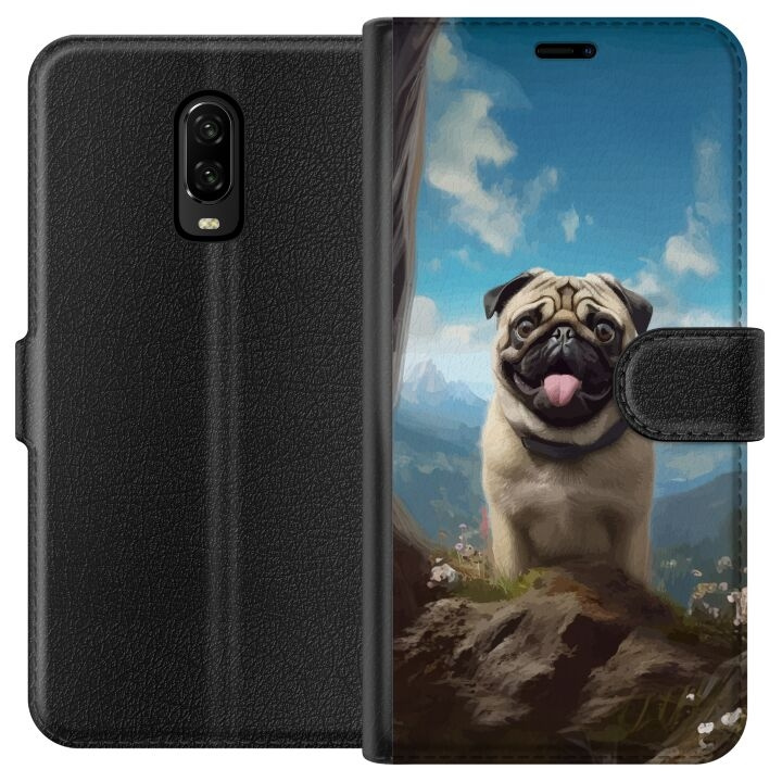 Plånboksfodral till OnePlus 6T med Glad Hund motiv i gruppen SMARTPHONE & SURFPLATTOR / Mobilskydd / OnePlus hos TP E-commerce Nordic AB (A56546)