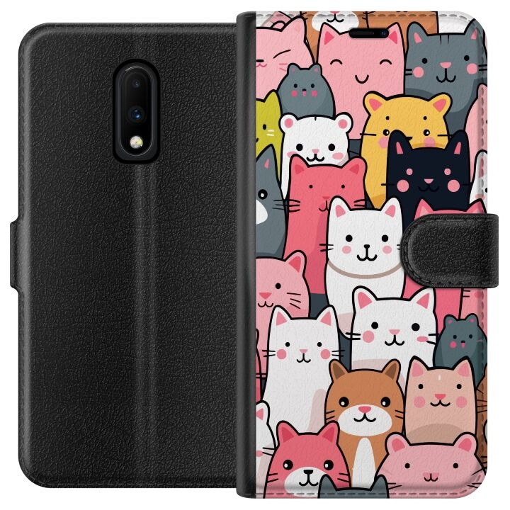 Plånboksfodral till OnePlus 7 med Kattmönster motiv i gruppen SMARTPHONE & SURFPLATTOR / Mobilskydd / OnePlus hos TP E-commerce Nordic AB (A56590)