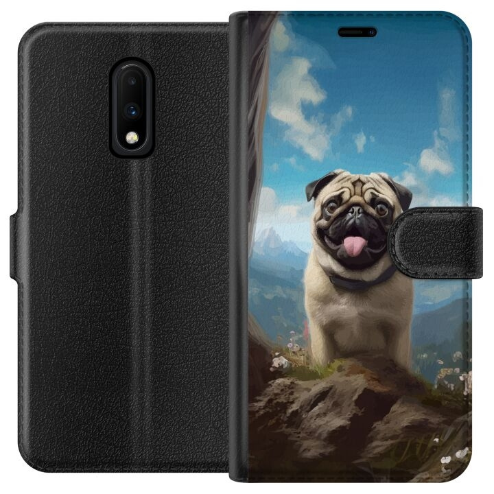 Plånboksfodral till OnePlus 7 med Glad Hund motiv i gruppen SMARTPHONE & SURFPLATTOR / Mobilskydd / OnePlus hos TP E-commerce Nordic AB (A56600)