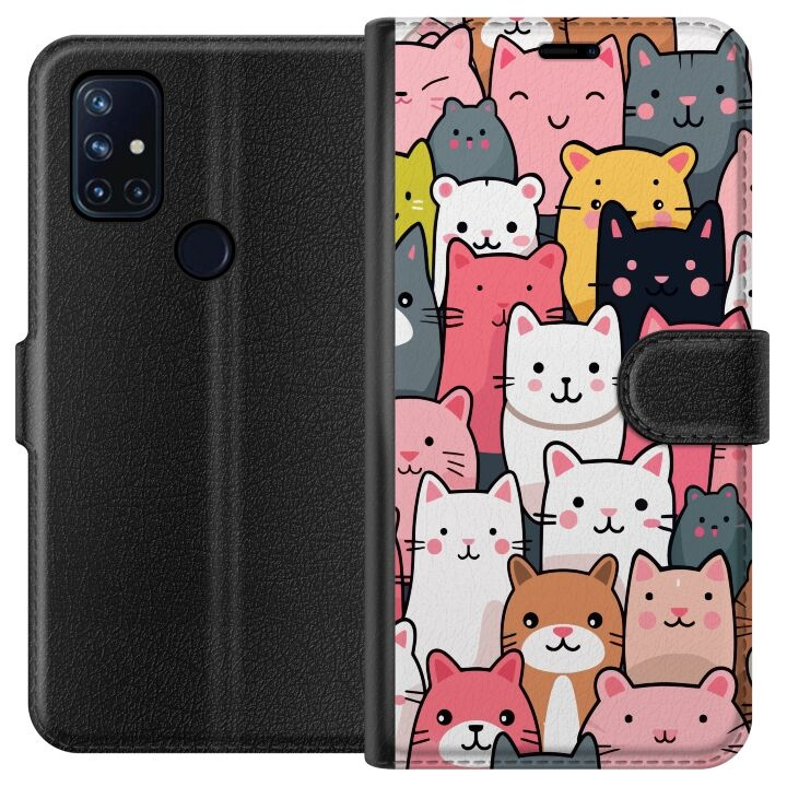 Plånboksfodral till OnePlus Nord N10 5G med Kattmönster motiv i gruppen SMARTPHONE & SURFPLATTOR / Mobilskydd / OnePlus hos TP E-commerce Nordic AB (A57211)