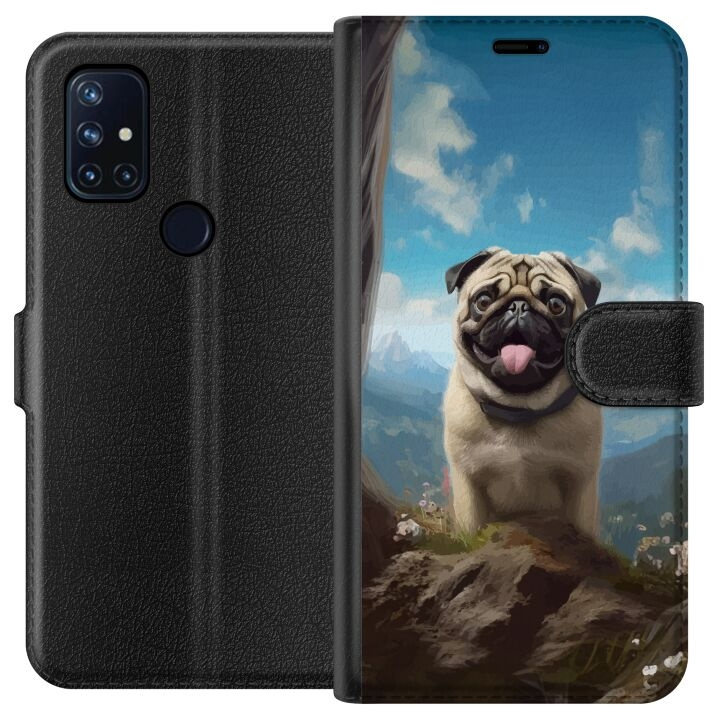 Plånboksfodral till OnePlus Nord N10 5G med Glad Hund motiv i gruppen SMARTPHONE & SURFPLATTOR / Mobilskydd / OnePlus hos TP E-commerce Nordic AB (A57221)